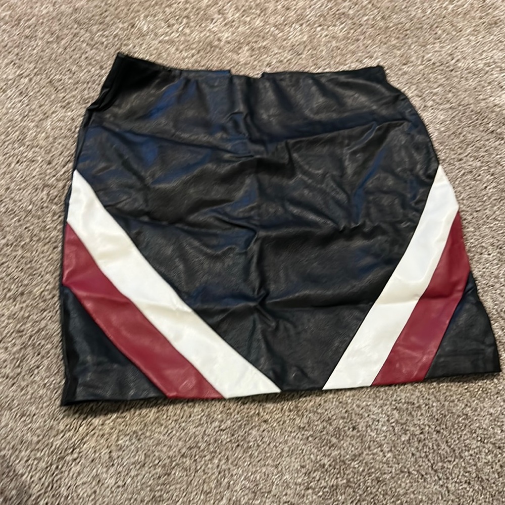 Black leather mini skirt